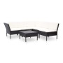 Set muebles de jardín 6 piezas y cojines ratán sintético negro de vidaXL, Conjuntos de jardín - Ref: Foro24-48948, Precio: 41...