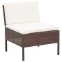 Set muebles de jardín 3 pzas y cojines ratán sintético marrón de vidaXL, Conjuntos de jardín - Ref: Foro24-48955, Precio: 136...