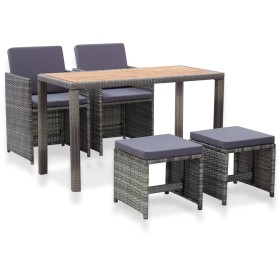 Garden dining set 5 pieces synthetic rattan and gray acacia wood by vidaXL, Garden sets - Ref: Foro24-46368, Price: 401,99 €,...