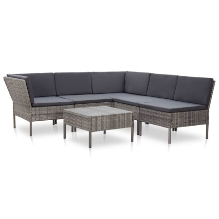 6-piece garden furniture set and gray synthetic rattan cushions by vidaXL, Garden sets - Ref: Foro24-48950, Price: 446,13 €, ...