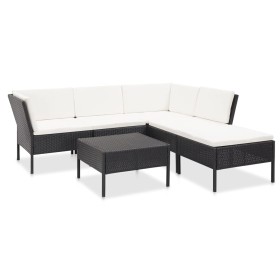 6-teiliges Gartenmöbel-Set und Kissen Kunstrattan schwarz von vidaXL, Gartensets - Ref: Foro24-48940, Preis: 416,46 €, Rabatt: %