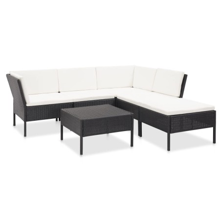 Garden furniture set, 6 pieces, with black synthetic rattan cushions. by vidaXL, Garden sets - Ref: Foro24-48940, Price: 452,...