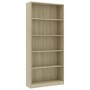 5-tier oak-colored plywood shelf 80x24x175cm by vidaXL, Bookcases and shelves - Ref: Foro24-800921, Price: 116,34 €, Discount: %