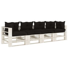 4-seater wooden garden pallet sofa with black cushions by vidaXL, Outdoor sofas - Ref: Foro24-3052354, Price: 371,99 €, Disco...