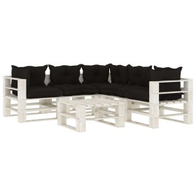 Garden furniture set made of 6 pieces of pallet wood with black cushions. by vidaXL, Garden sets - Ref: Foro24-3052370, Price...