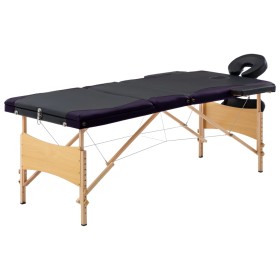 Folding massage table 3 zones black and purple wood by vidaXL, massage tables - Ref: Foro24-110215, Price: 140,43 €, Discount: %