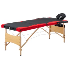 Klappbare Massageliege 3 Zonen Holz schwarz und rot von vidaXL, Massageliegen - Ref: Foro24-110214, Preis: 145,99 €, Rabatt: %