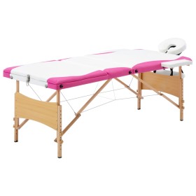 Klappbare Massageliege 3 Zonen aus weißem und rosafarbenem Holz von vidaXL, Massageliegen - Ref: Foro24-110218, Preis: 150,29...