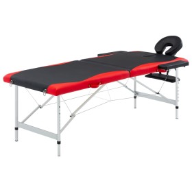 Klappbare Massageliege 2 Zonen aus schwarzem und rotem Aluminium von vidaXL, Massageliegen - Ref: Foro24-110230, Preis: 140,6...