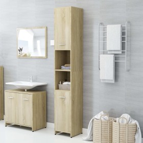 Badezimmerschrank aus eichenfarbenem Sperrholz, 30 x 30 x 183,5 cm von vidaXL, Badezimmermöbel - Ref: Foro24-802600, Preis: 7...