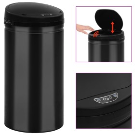 Trash can with automatic sensor 50L black carbon steel by vidaXL, Garbage cans and trash cans - Ref: Foro24-322700, Price: 83...