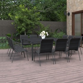 Juego de comedor de jardín 13 piezas acero negro de vidaXL, Conjuntos de jardín - Ref: Foro24-3073478, Precio: 740,99 €, Desc...