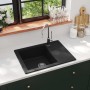 Kitchen sink with oval black granite overflow by vidaXL, Sinks - Ref: Foro24-147101, Price: 197,29 €, Discount: %