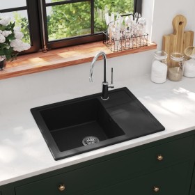 Kitchen sink with oval black granite overflow by vidaXL, Sinks - Ref: Foro24-147101, Price: 197,71 €, Discount: %