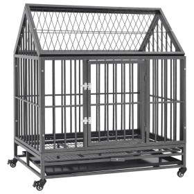 Dog cage with wheels and steel roof 92x62x106 cm by vidaXL, Pet carriers and boxes - Ref: Foro24-171493, Price: 202,99 €, Dis...