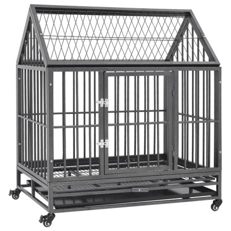 Dog cage with wheels and steel roof 92x62x106 cm by vidaXL, Pet carriers and boxes - Ref: Foro24-171493, Price: 203,01 €, Dis...