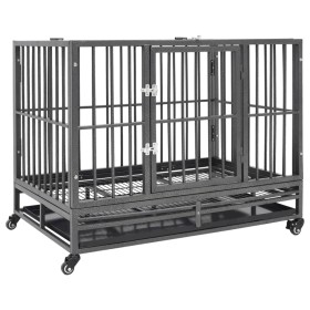 Resistant dog cage with steel wheels 102x72x85 cm by vidaXL, Pet carriers and boxes - Ref: Foro24-171492, Price: 331,92 €, Di...