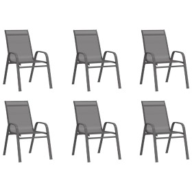 Stackable garden chairs 6 units gray textilene by vidaXL, Garden chairs - Ref: Foro24-318784, Price: 265,99 €, Discount: %