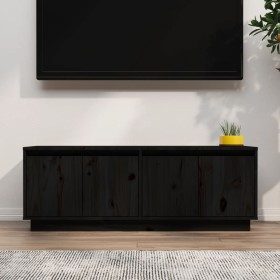 Mueble de TV de madera maciza de pino negro 110x34x40 cm de vidaXL, Muebles TV - Ref: Foro24-813853, Precio: 91,99 €, Descuen...