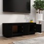 Mueble de TV de madera maciza de pino negro 110x34x40 cm de vidaXL, Muebles TV - Ref: Foro24-813853, Precio: 91,21 €, Descuen...