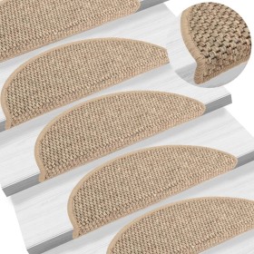 Alfombrilla autoadhesiva escalera sisal 15 uds beige 56x17x3 cm de vidaXL, Alfombrillas para escalones - Ref: Foro24-326866, ...