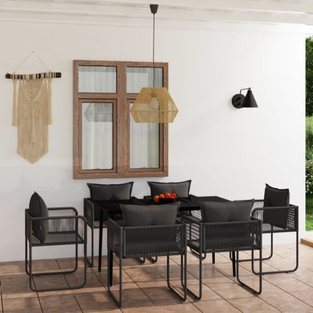 Juego de comedor de jardín 7 piezas negro de vidaXL, Conjuntos de jardín - Ref: Foro24-3099086, Precio: 555,54 €, Descuento: %