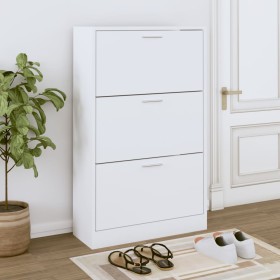 Plywood white shoe cabinet 63x24x103 cm by vidaXL, Shoe racks and shoe organizers - Ref: Foro24-342550, Price: 105,99 €, Disc...