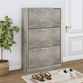 Mueble zapatero madera contrachapada gris hormigón 63x24x103 cm de vidaXL, Zapateros y organizadores de calzado - Ref: Foro24...