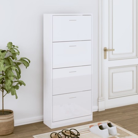 Glossy white plywood shoe cabinet 63x24x147 cm by vidaXL, Shoe racks and shoe organizers - Ref: Foro24-342546, Price: 167,99 ...