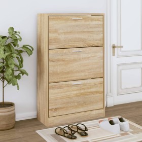 Mueble zapatero madera contrachapada roble Sonoma 63x24x103 cm de vidaXL, Zapateros y organizadores de calzado - Ref: Foro24-...