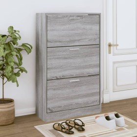 Mueble zapatero madera contrachapada gris Sonoma 63x24x103 cm de vidaXL, Zapateros y organizadores de calzado - Ref: Foro24-3...