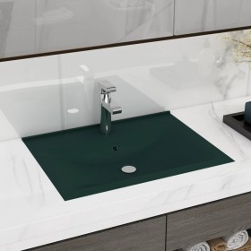 Lavabo de lujo con grifo cerámica verde oscuro 60x46 cm de vidaXL, Lavabos - Ref: Foro24-147025, Precio: 91,99 €, Descuento: %