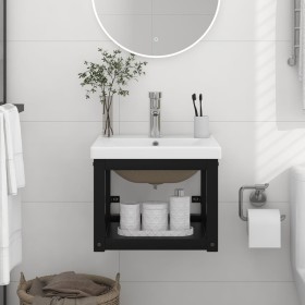 Estructura de baño con lavabo incorporado hierro negro de vidaXL, Tocadores de baño - Ref: Foro24-3101382, Precio: 137,11 €, ...