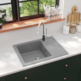 Kitchen sink with oval overflow in gray granite by vidaXL, Sinks - Ref: Foro24-147102, Price: 170,99 €, Discount: %