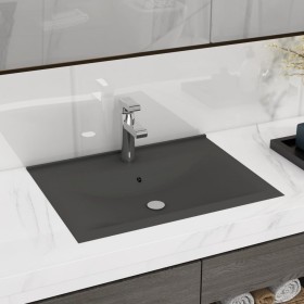 Lavabo de lujo con grifo cerámica gris oscuro 60x46 cm de vidaXL, Lavabos - Ref: Foro24-147027, Precio: 82,29 €, Descuento: %