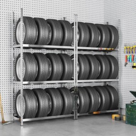 Tire shelves 3 levels 2 pcs steel 110x40x200 cm by vidaXL, Industrial shelving - Ref: Foro24-152896, Price: 120,03 €, Discoun...