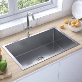 Handgefertigte Küchenspüle aus Edelstahl von vidaXL, Sinkt - Ref: Foro24-51516, Preis: 108,67 €, Rabatt: %