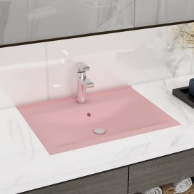 Lavabo de lujo con grifo cerámica 60x46 cm rosa mate de vidaXL, Lavabos - Ref: Foro24-147021, Precio: 97,83 €, Descuento: %