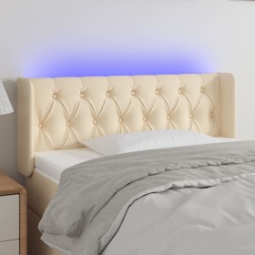 Cabecero con LED de tela crema 103x16x78/88 cm de vidaXL, Cabeceros y pies de cama - Ref: Foro24-3123567, Precio: 65,99 €, De...