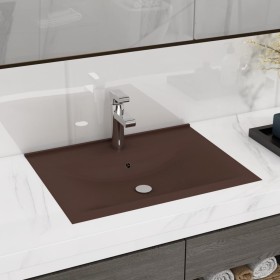 Lavabo de lujo agujero de grifo cerámica marrón oscuro 60x46 cm de vidaXL, Lavabos - Ref: Foro24-147028, Precio: 102,99 €, De...