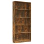 5-shelf smoked oak plywood shelf 80x24x175 cm by vidaXL, Bookcases and shelves - Ref: Foro24-815393, Price: 93,85 €, Discount: %