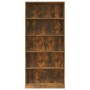 5-shelf smoked oak plywood shelf 80x24x175 cm by vidaXL, Bookcases and shelves - Ref: Foro24-815393, Price: 93,85 €, Discount: %