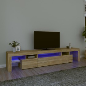 Mueble de TV con luces LED roble Sonoma 215x36,5x40 cm de vidaXL, Muebles TV - Ref: Foro24-3152796, Precio: 133,99 €, Descuen...