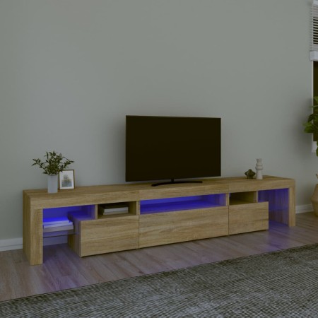 Mueble de TV con luces LED roble Sonoma 215x36,5x40 cm de vidaXL, Muebles TV - Ref: Foro24-3152796, Precio: 144,97 €, Descuen...