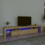 Mueble de TV con luces LED roble Sonoma 215x36,5x40 cm de vidaXL, Muebles TV - Ref: Foro24-3152796, Precio: 144,97 €, Descuen...