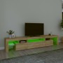 Mueble de TV con luces LED roble Sonoma 215x36,5x40 cm de vidaXL, Muebles TV - Ref: Foro24-3152796, Precio: 144,97 €, Descuen...