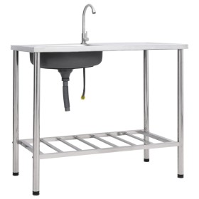 Single bowl camping sink and stainless steel faucet by vidaXL, Sinks - Ref: Foro24-151214, Price: 218,04 €, Discount: %