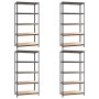 Shelving 5 levels 4 units anthracite gray steel and plywood by vidaXL, Industrial shelving - Ref: Foro24-3154217, Price: 287,...