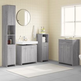 Set de muebles de baño 4 pzas madera contrachapada gris sonoma de vidaXL, Muebles de baño - Ref: Foro24-3154410, Precio: 250,...