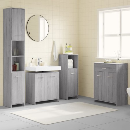 Set de muebles de baño 4 pzas madera contrachapada gris sonoma de vidaXL, Muebles de baño - Ref: Foro24-3154410, Precio: 235,...